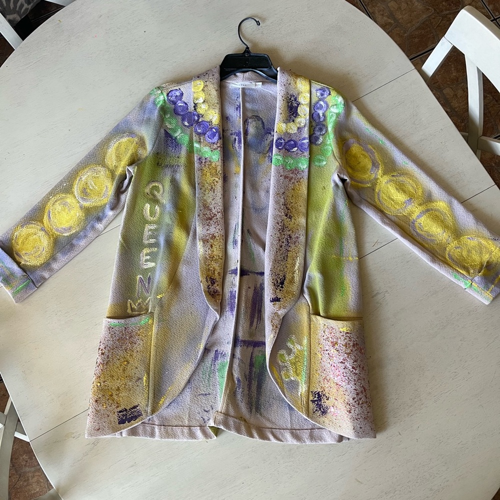 Custom Handpainted Mardi Gras/NOLA blazer by Artist Shannon Marie - Picture 7 of 10